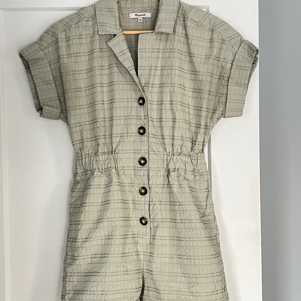 Madewell Women’s Textured Short Romper in Light Green